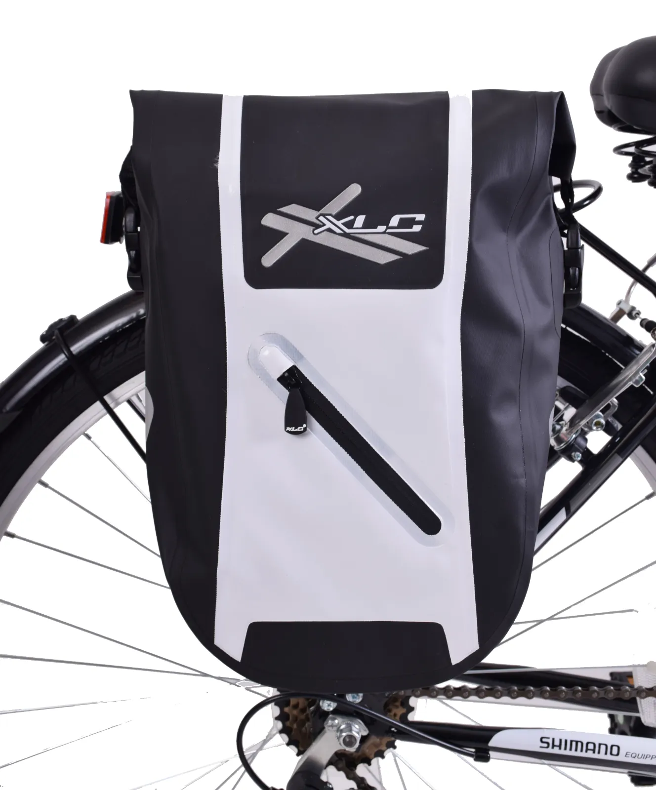 15L or 30L XLC Low Rider Waterproof Bike Pannier Roll Top Luggage Bag  Black-White