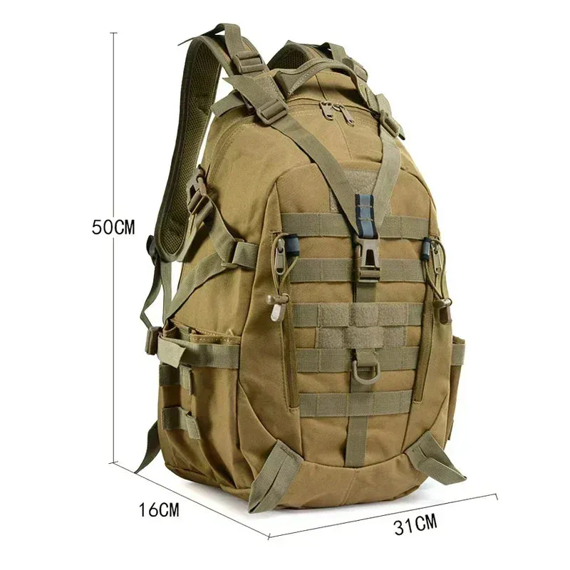 40L Outdoor Reflective Shoulder Bag Camping Backpack Men's Military Bag Travel Bags Army Tactical Molle Climbing Rucksack Hiking