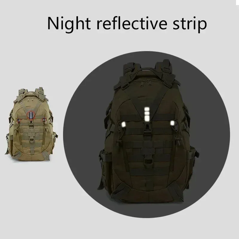 40L Outdoor Reflective Shoulder Bag Camping Backpack Men's Military Bag Travel Bags Army Tactical Molle Climbing Rucksack Hiking