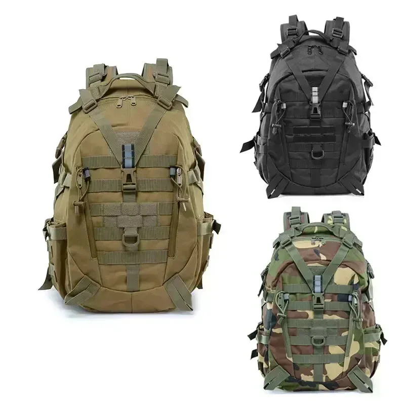 40L Outdoor Reflective Shoulder Bag Camping Backpack Men's Military Bag Travel Bags Army Tactical Molle Climbing Rucksack Hiking