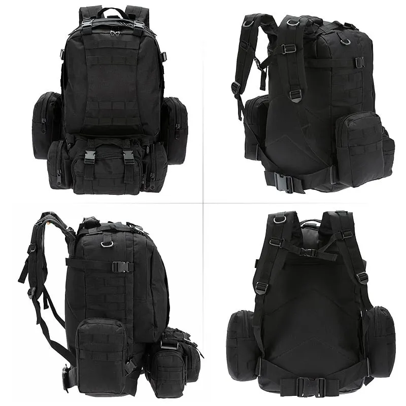 50L Backpack Daypack w/ 3 MOLLE Bags Large Military Style Outdoor Stealth Angel Survival 3M50