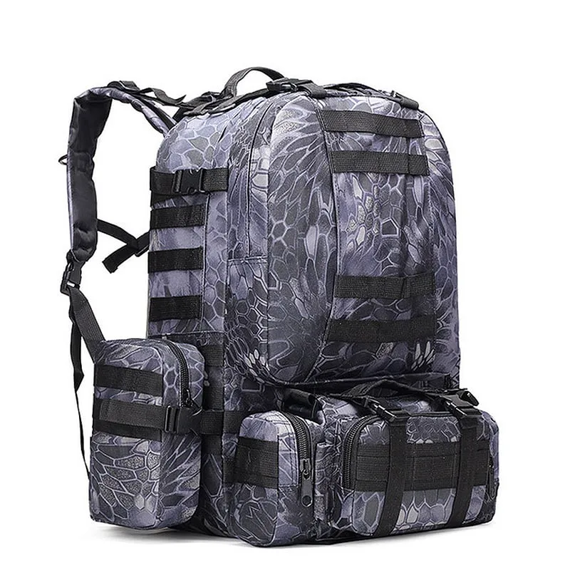 50L Backpack Daypack w/ 3 MOLLE Bags Large Military Style Outdoor Stealth Angel Survival 3M50