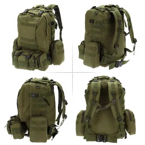 50L Backpack Daypack w/ 3 MOLLE Bags Large Military Style Outdoor Stealth Angel Survival 3M50