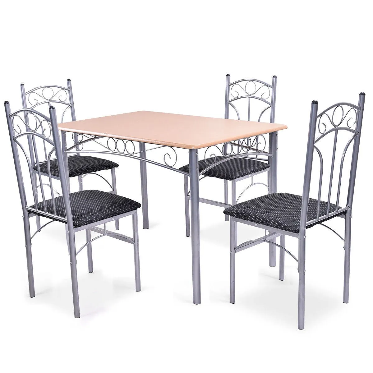 5PCS Dining Set Table and 4 Chairs Home Kitchen Modern Furniture