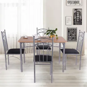 5PCS Dining Set Table and 4 Chairs Home Kitchen Modern Furniture