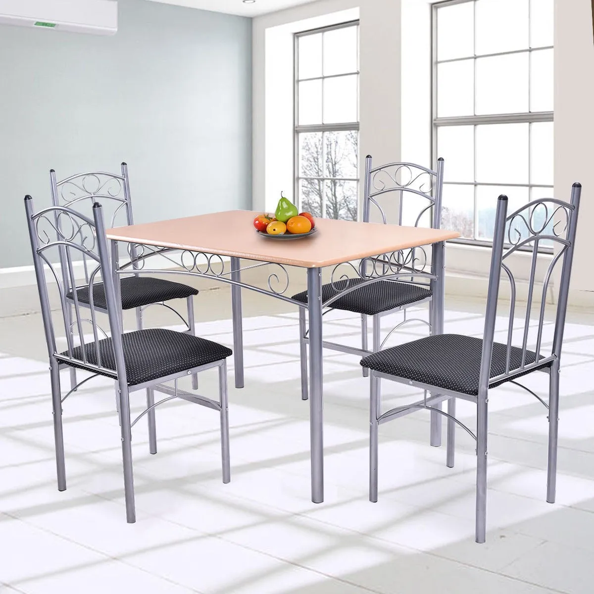 5PCS Dining Set Table and 4 Chairs Home Kitchen Modern Furniture