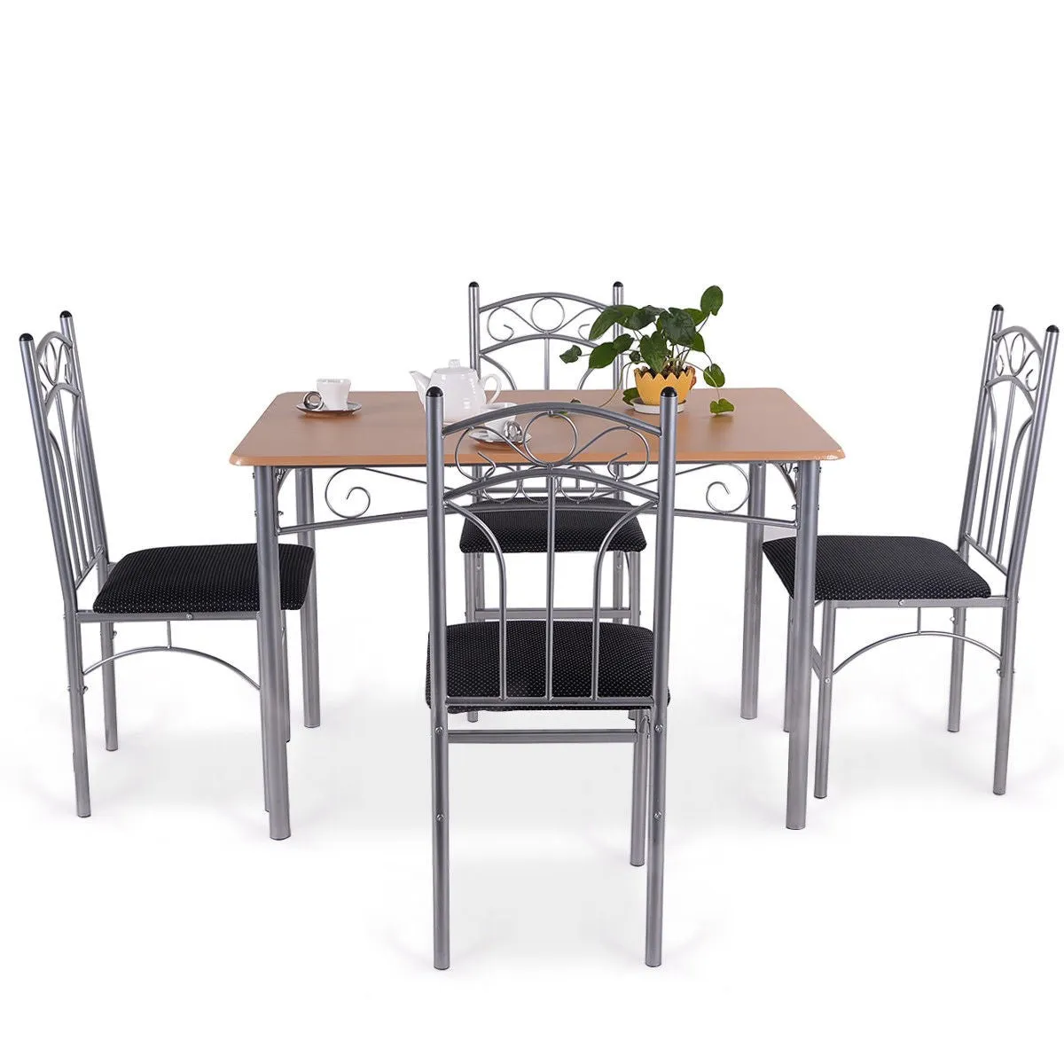 5PCS Dining Set Table and 4 Chairs Home Kitchen Modern Furniture