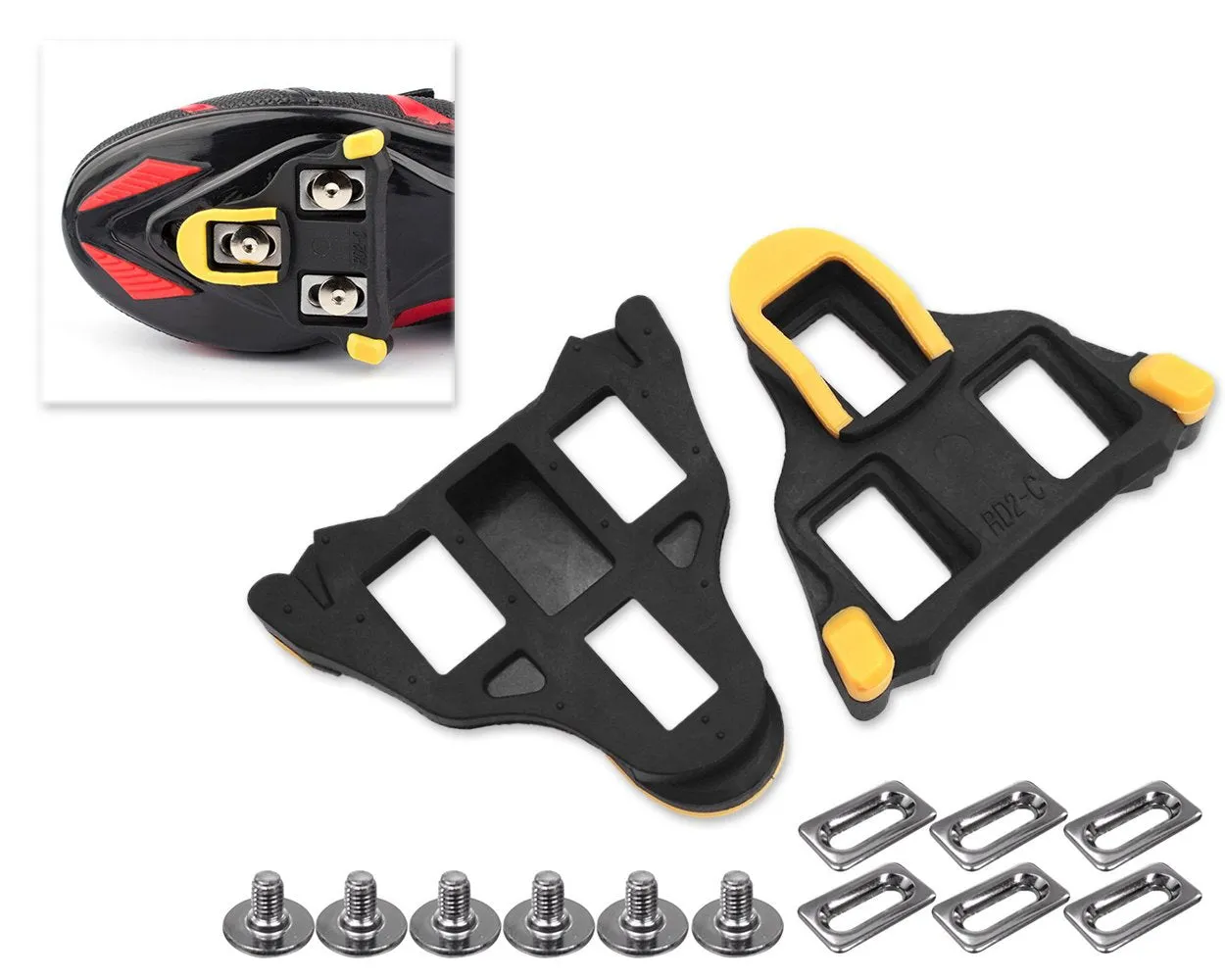 6 Degree Float  Road Bike Pedal Cleats for Shimano SPD-SL Pedals - Yellow