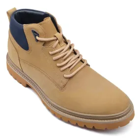 7 CM / 2.76 Inches CMR CHAMARIPA Height Increasing Shoes - Yellow Nubuck Leather Elevator Boots for Men