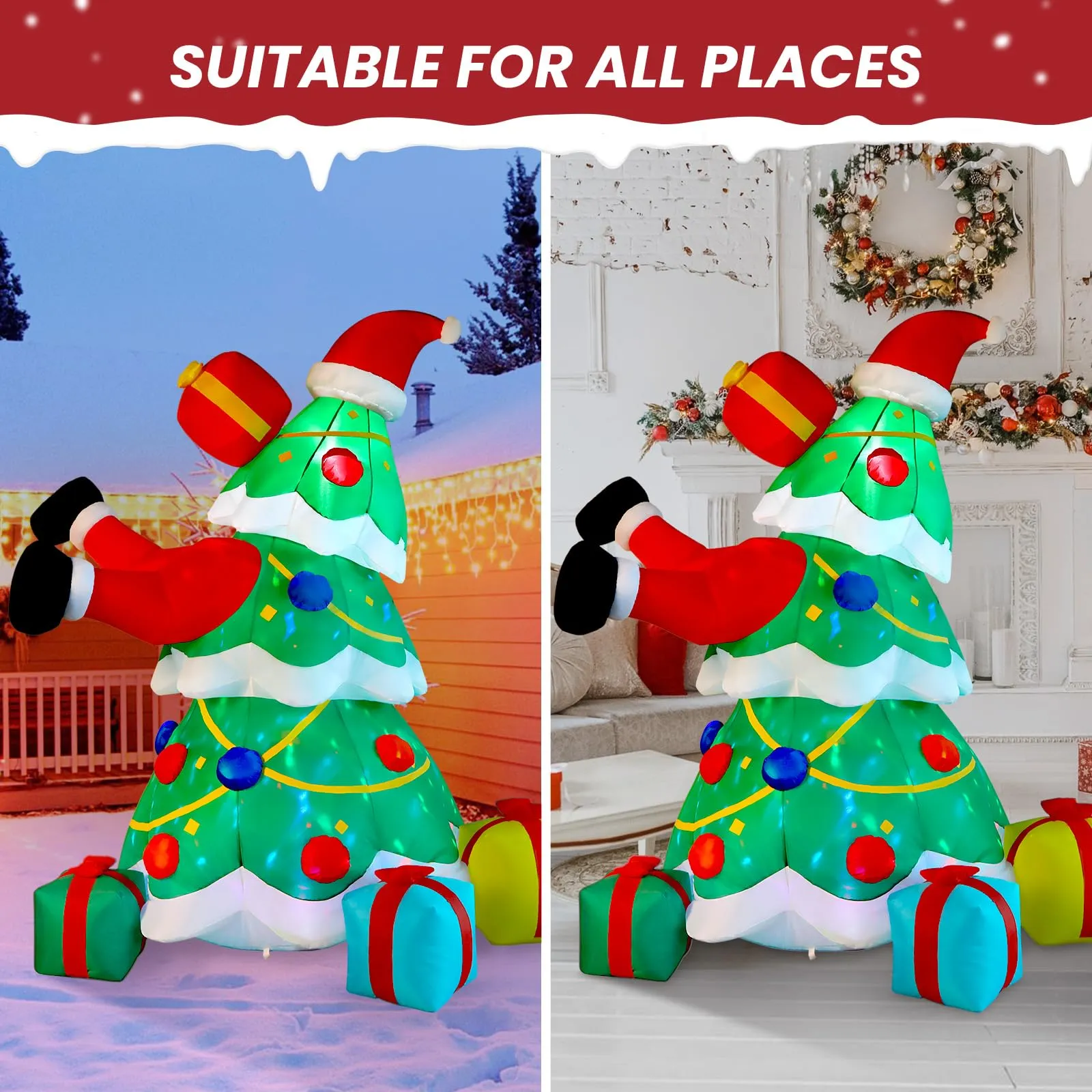 7FT Inflatable Santa Claus Christmas Tree with Built-in LED Lights