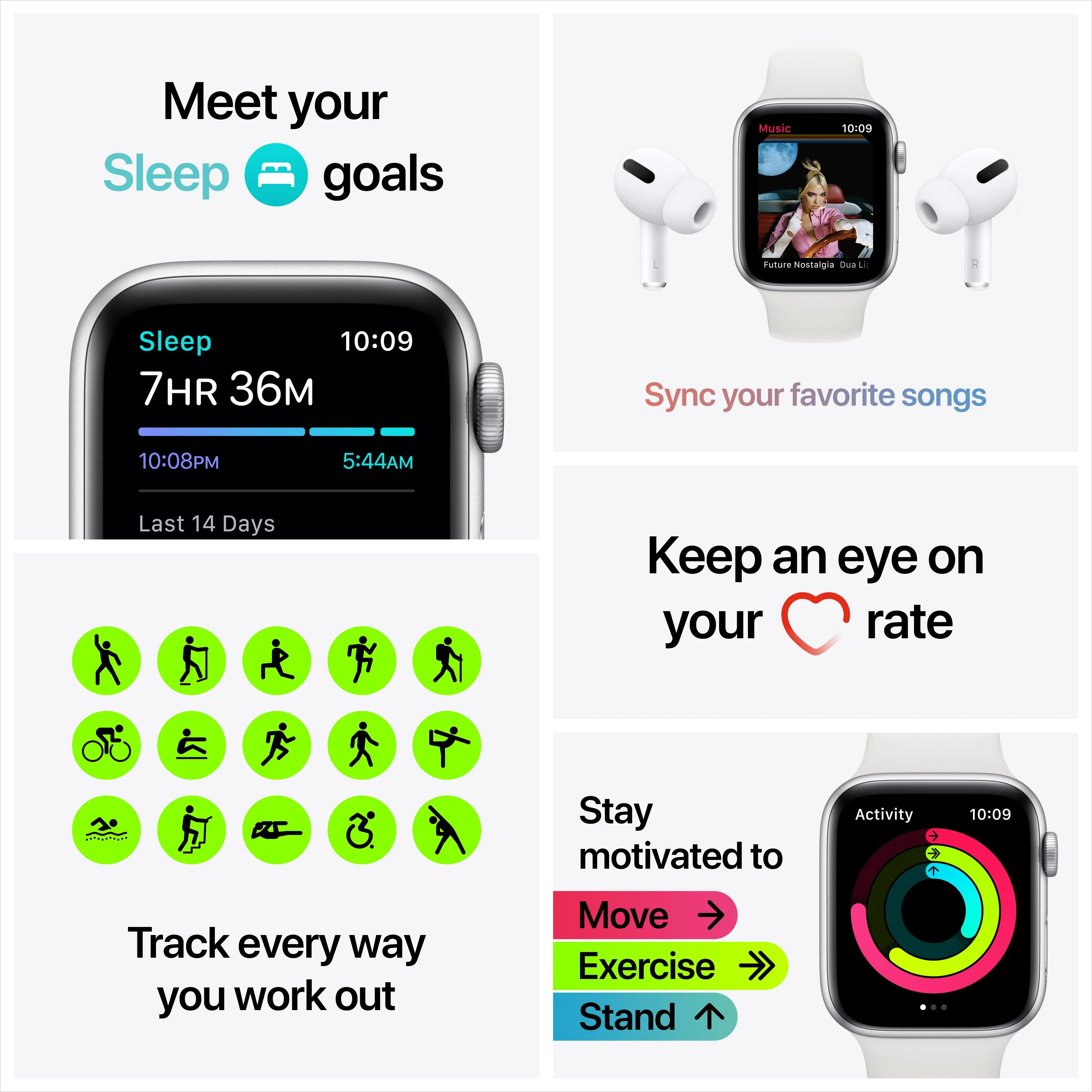 Apple Watch SE GPS - Silver Aluminum Case with White Sport Band