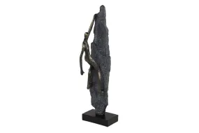 BRONZE POLYSTONE PEOPLE CLIMBING SCULPTURE