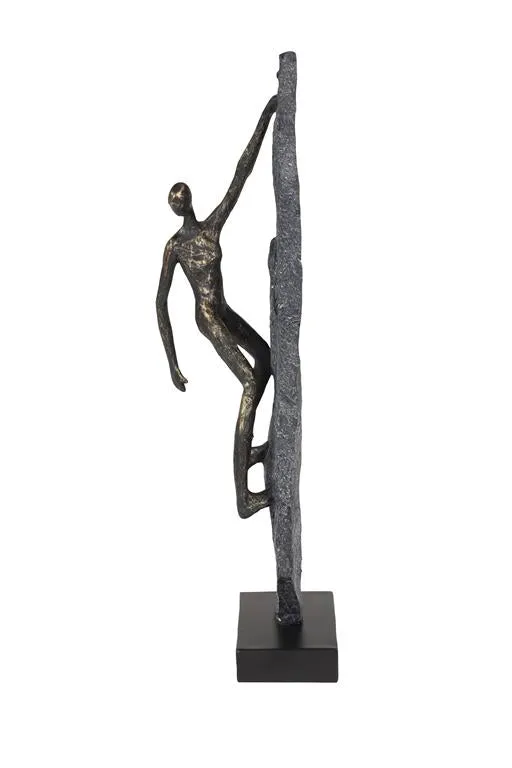 BRONZE POLYSTONE PEOPLE CLIMBING SCULPTURE