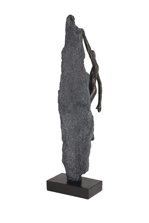 BRONZE POLYSTONE PEOPLE CLIMBING SCULPTURE