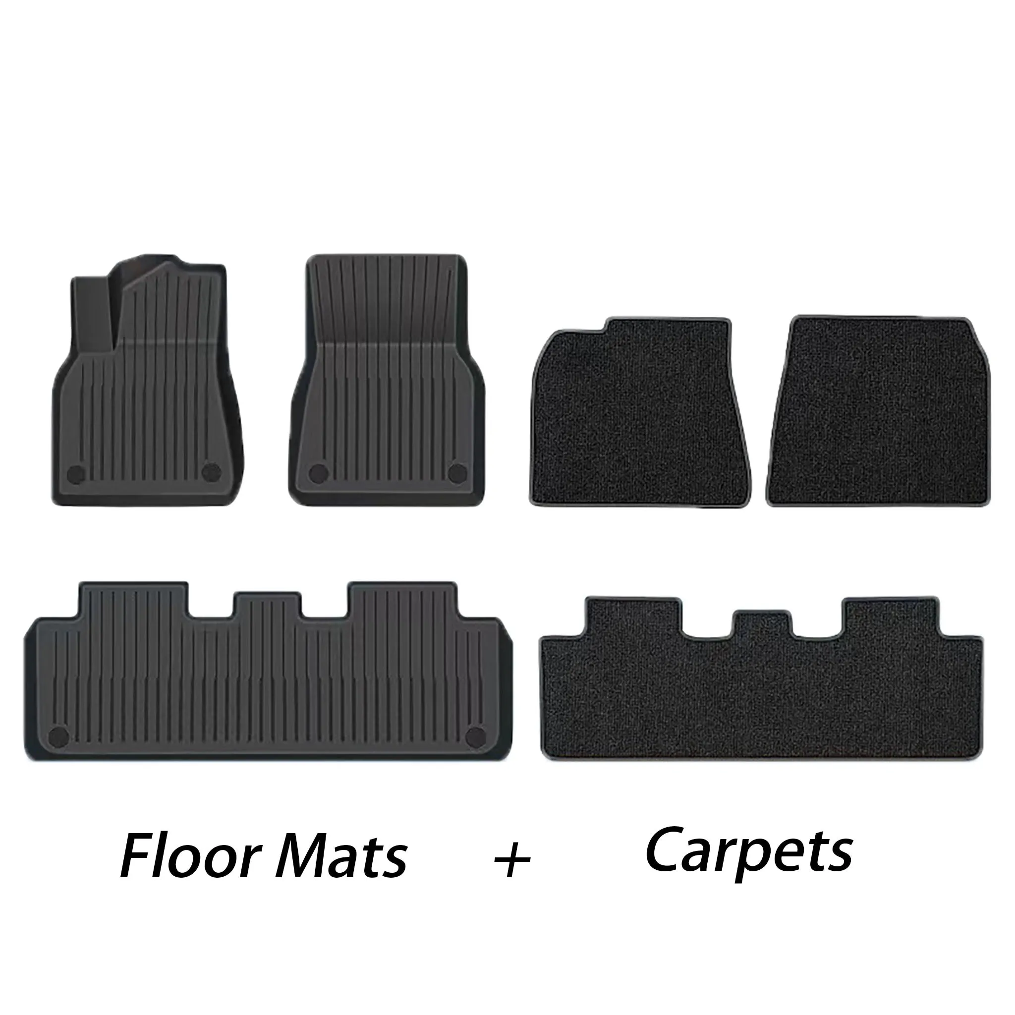 Bundle: Model Y Floor Mats & Liners Full Set 9 PCS (floor mat with carpets)