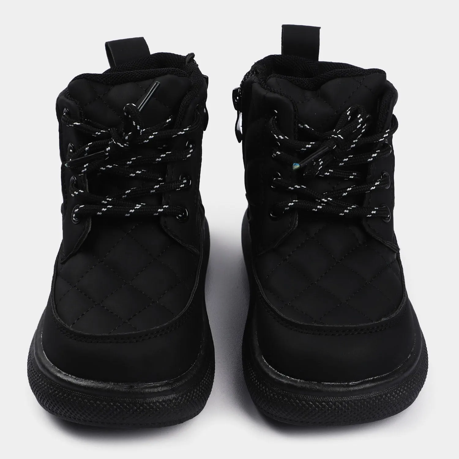 Casual Lace Up Boots For Boys-08-BLACK