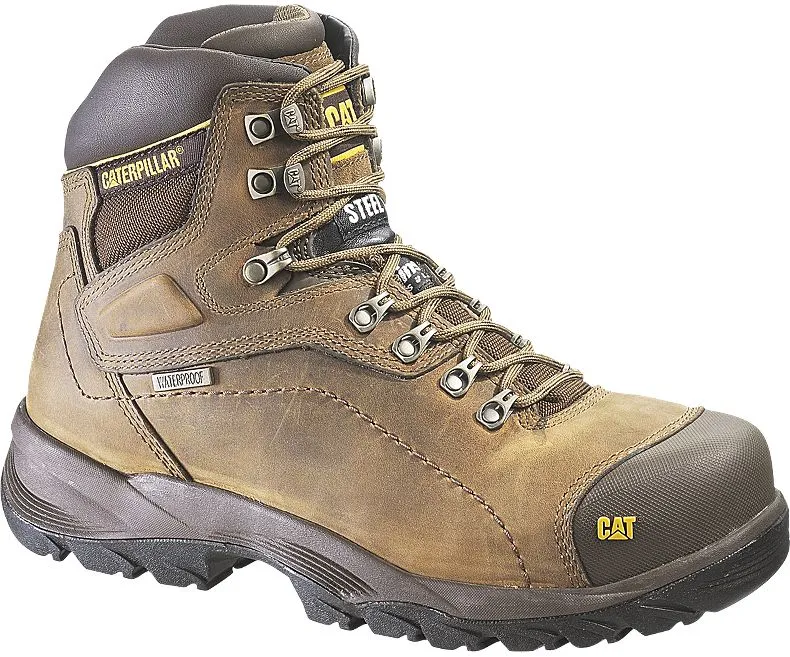 Cat P89940-8-5W Caterpillar Mens Hi-Waterproof Steel Toe Work Boot,Dark Beige,8.5