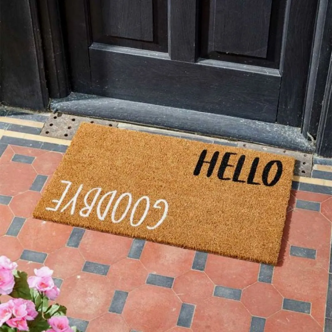 Coir Door Mat Hello Goodbye 45 x 75cm