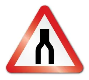 Dual carriageway ends ahead symbol