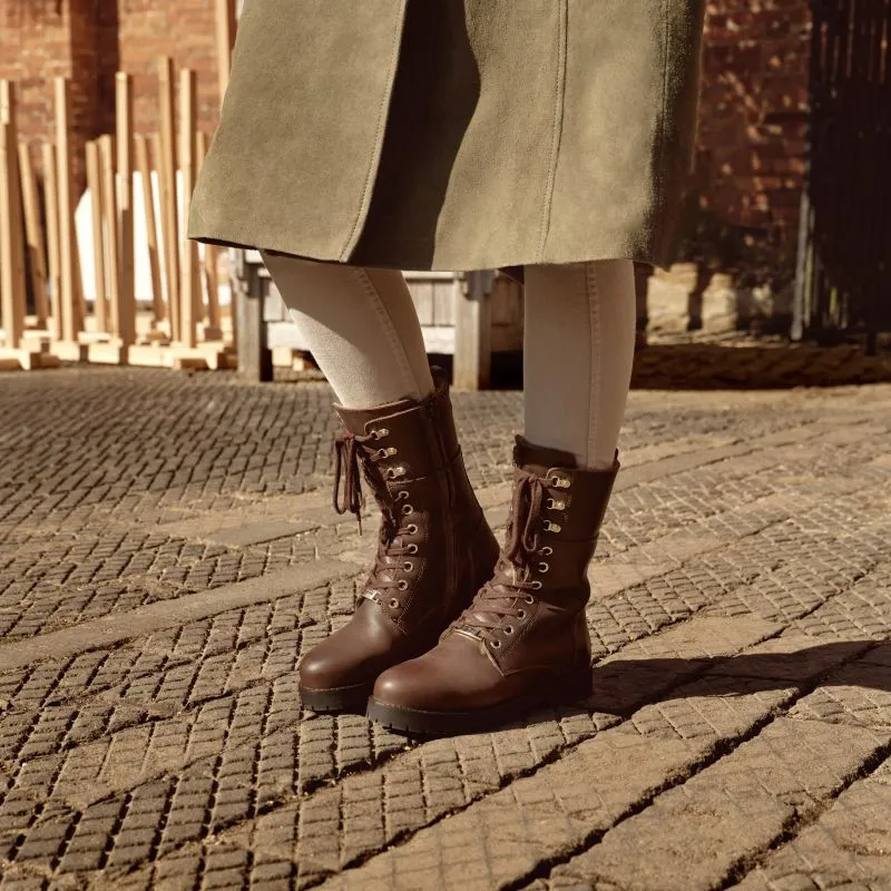 Fairfax & Favor Anglesey Ladies Shearling Lined Boot - Mahogany Leather