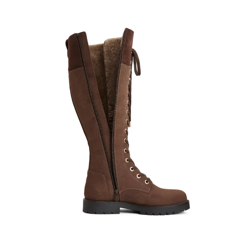 Fairfax & Favor Knee High Anglesey Ladies Shearling Lined Boot - Chocolate