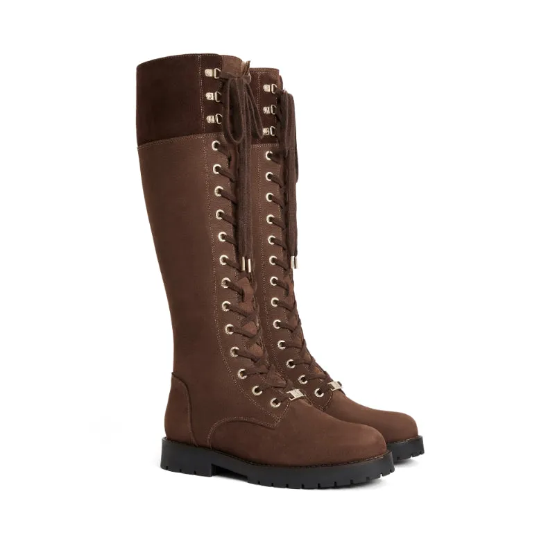 Fairfax & Favor Knee High Anglesey Ladies Shearling Lined Boot - Chocolate