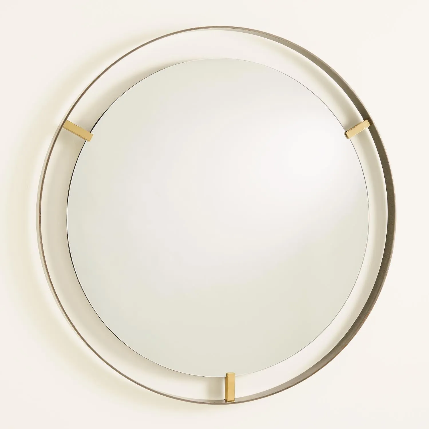 Floating Mirror - Brass Clips - Bronze Rim