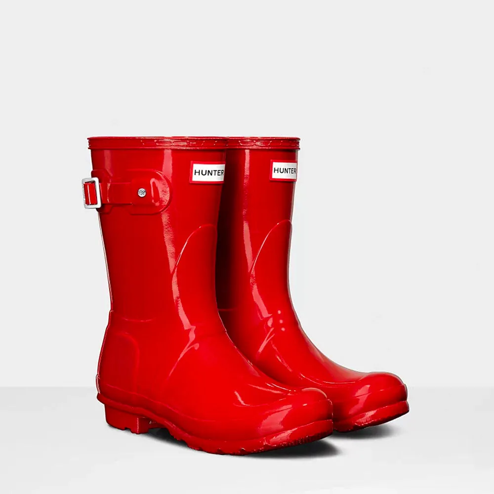 Hunter Women's Original Short Wellington Boots in Military Red Gloss