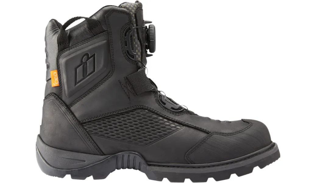 ICON Stormhawk Boots Black Waterproof BOA D3O Oil Resistant Sole