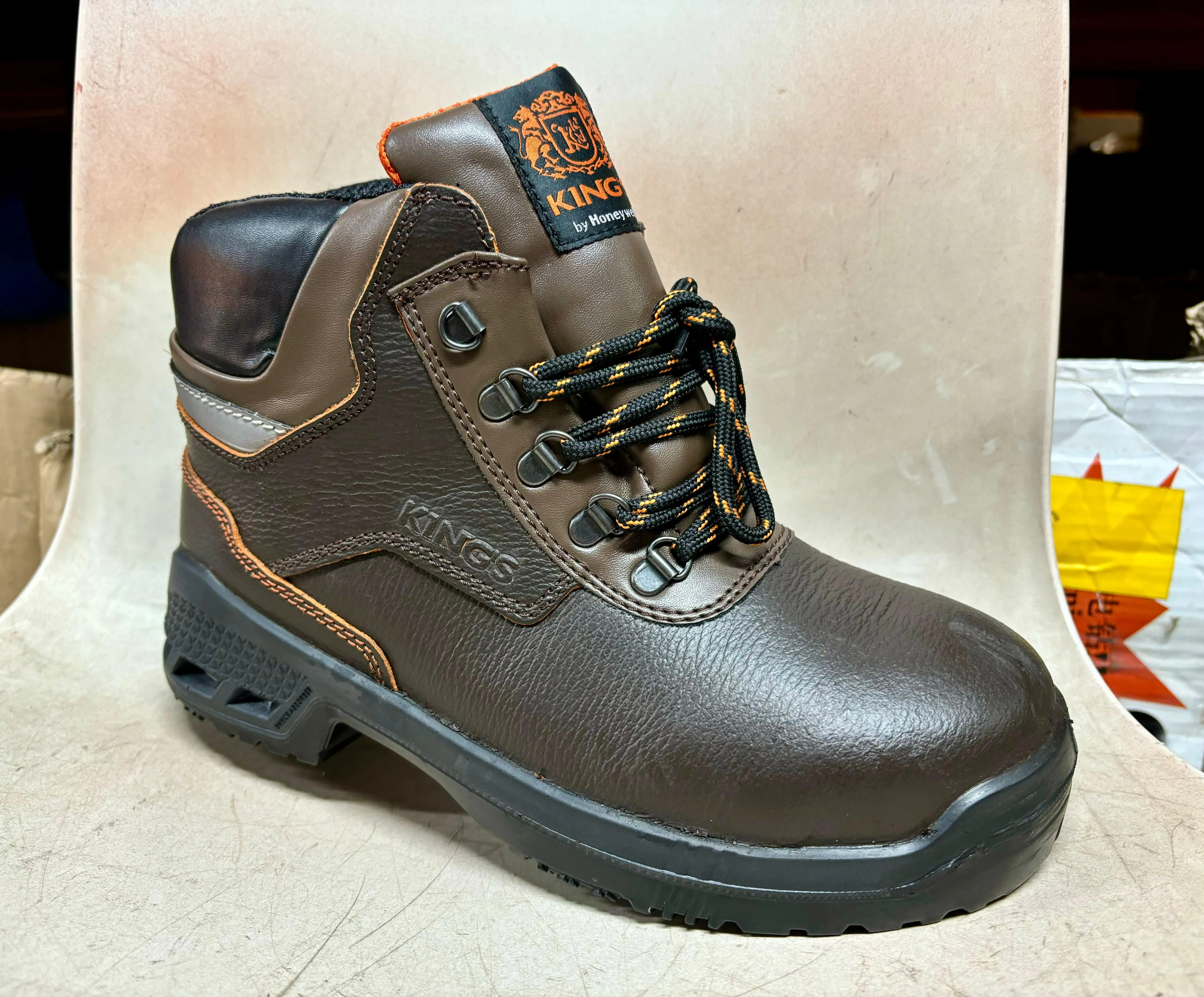 KING'S Brown Mid Cut Padded Ankle Collar Safety Boot Dual Density Polyurethane (PU) | Model : KWD301K | UK Sizes: #3, #04, #05, #6, #7, #8, #9, #10, #11, #12, #13