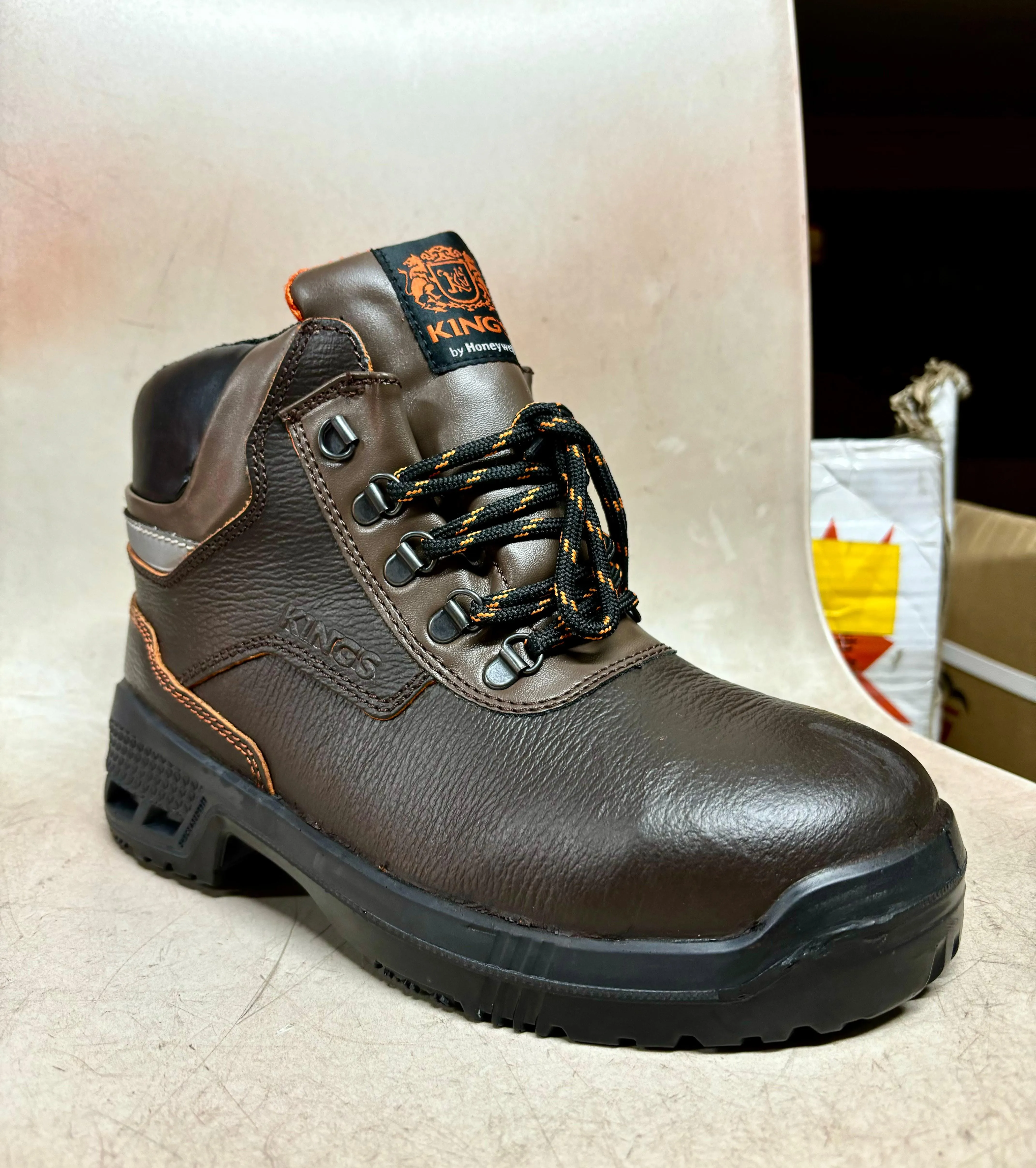 KING'S Brown Mid Cut Padded Ankle Collar Safety Boot Dual Density Polyurethane (PU) | Model : KWD301K | UK Sizes: #3, #04, #05, #6, #7, #8, #9, #10, #11, #12, #13