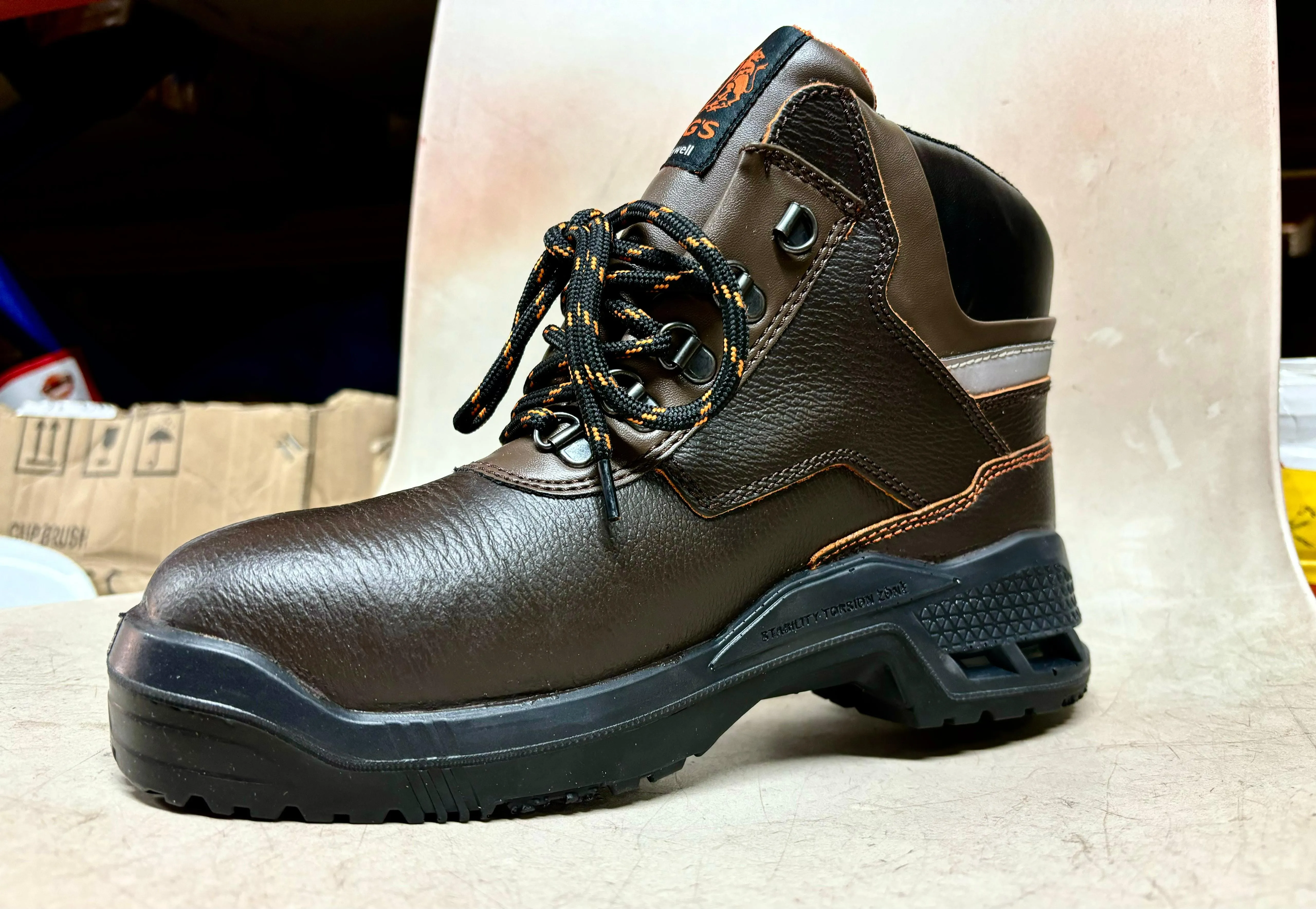 KING'S Brown Mid Cut Padded Ankle Collar Safety Boot Dual Density Polyurethane (PU) | Model : KWD301K | UK Sizes: #3, #04, #05, #6, #7, #8, #9, #10, #11, #12, #13