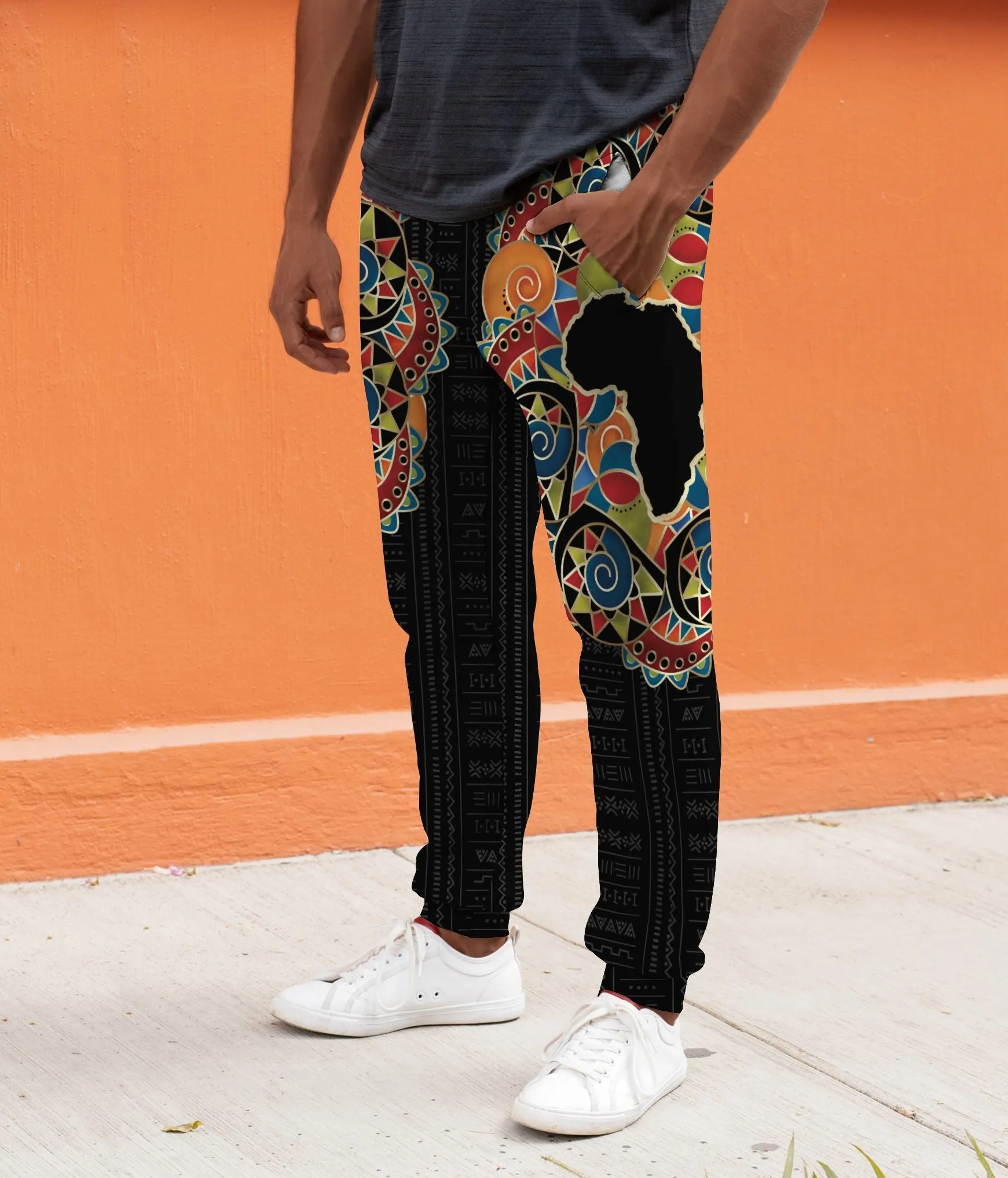 Multi-Colored African Pattern Print Joggers