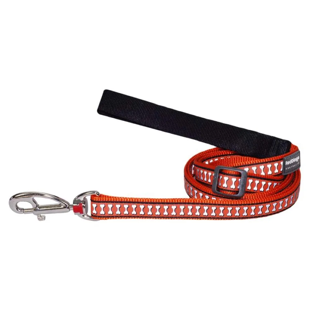 Red Dingo Reflective Bones Dog Lead - Large