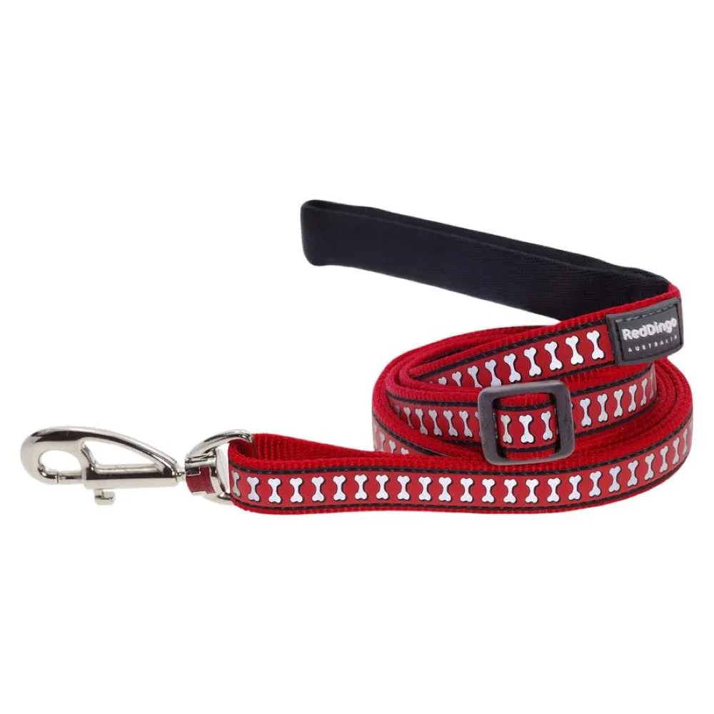 Red Dingo Reflective Bones Dog Lead - Medium