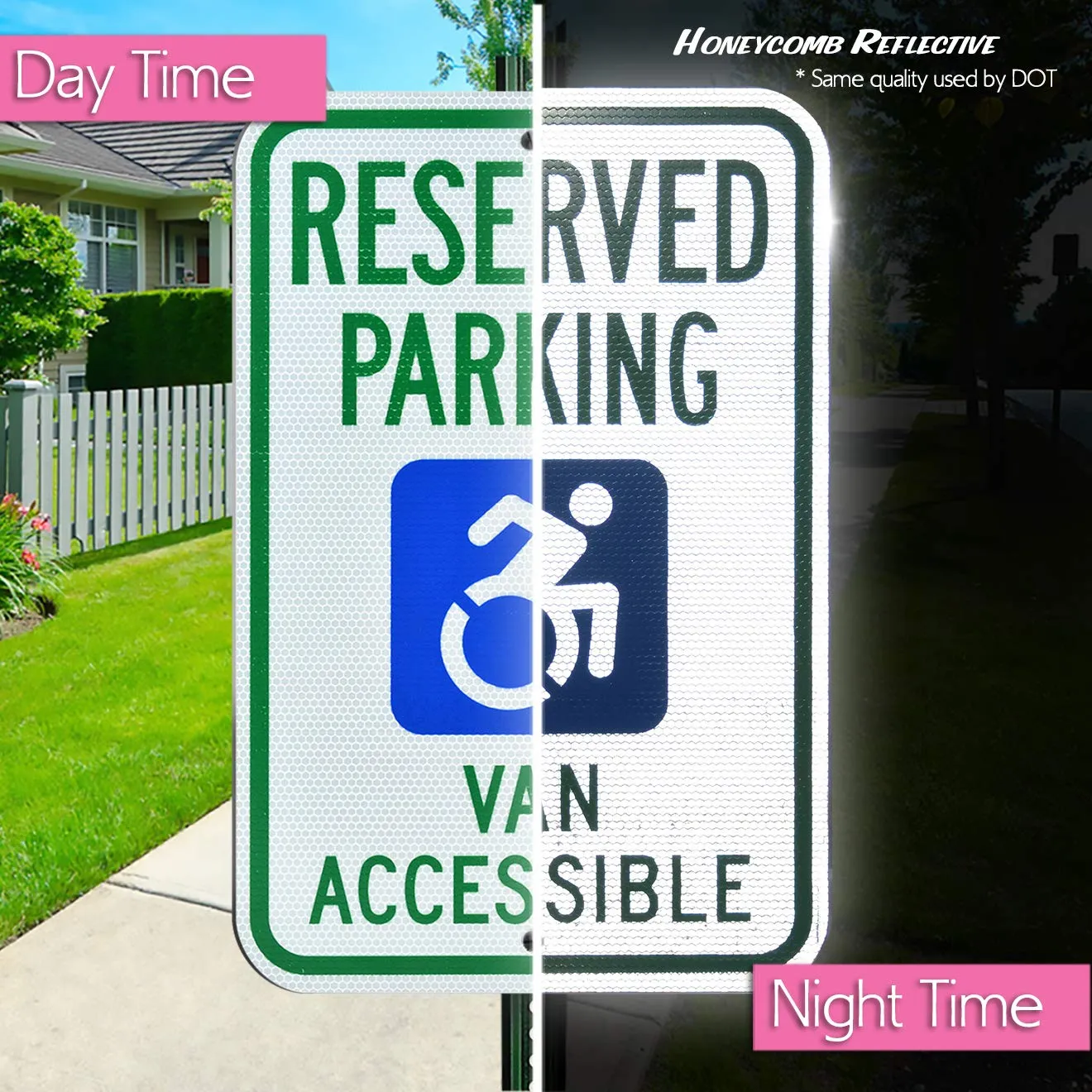 Reflective Reserved Handicap Parking New Symbol Aluminum Metal Sign | Engineer Grade Ultra