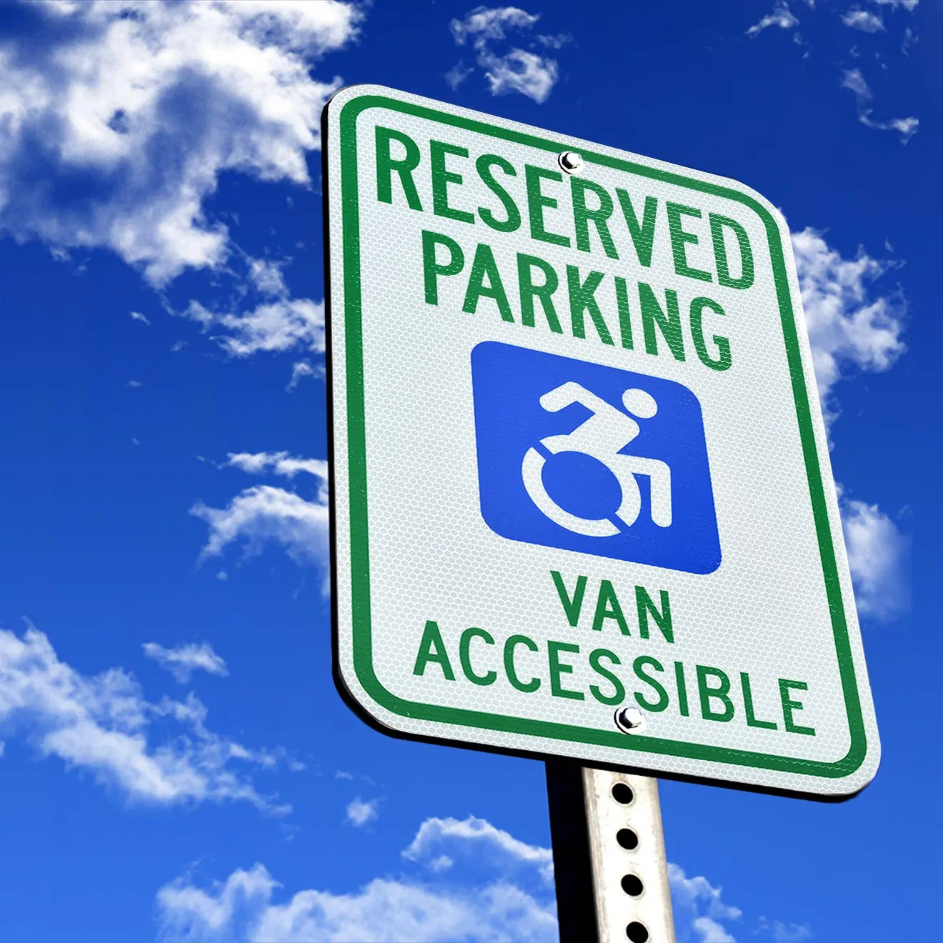 Reflective Reserved Handicap Parking New Symbol Aluminum Metal Sign | Engineer Grade Ultra