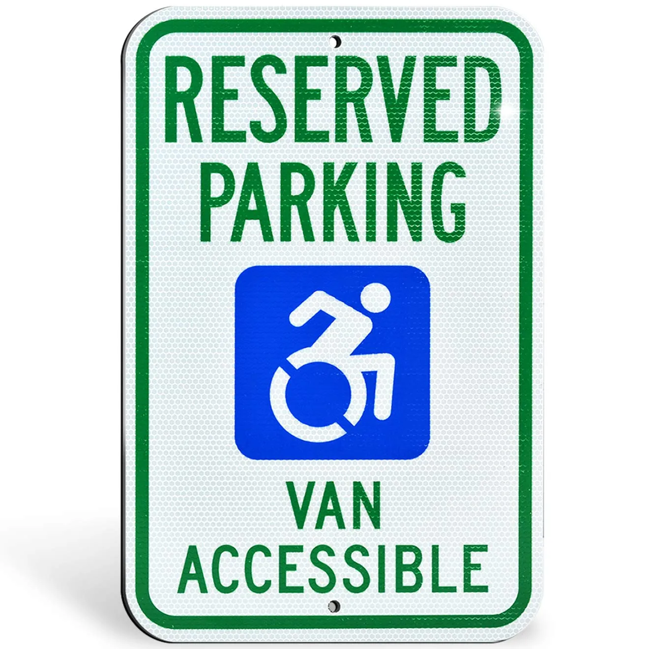 Reflective Reserved Handicap Parking New Symbol Aluminum Metal Sign | Engineer Grade Ultra