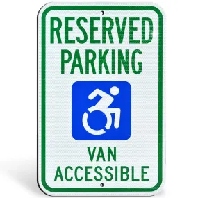 Reflective Reserved Handicap Parking New Symbol Aluminum Metal Sign | Engineer Grade Ultra