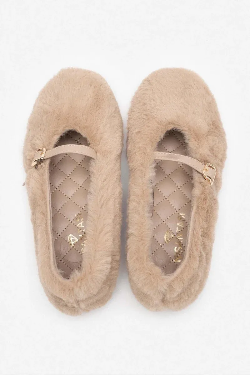 Reina Fur Flats