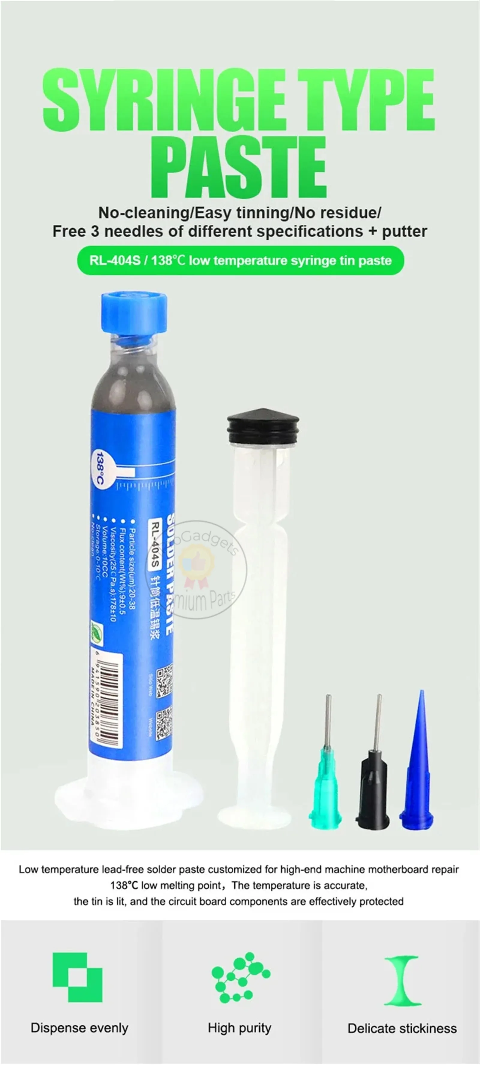 Relife RL-404S Solder Paste Lead-free 138°C Low Temperature 10CC Tin Liquid BGA Soldering Fluxes