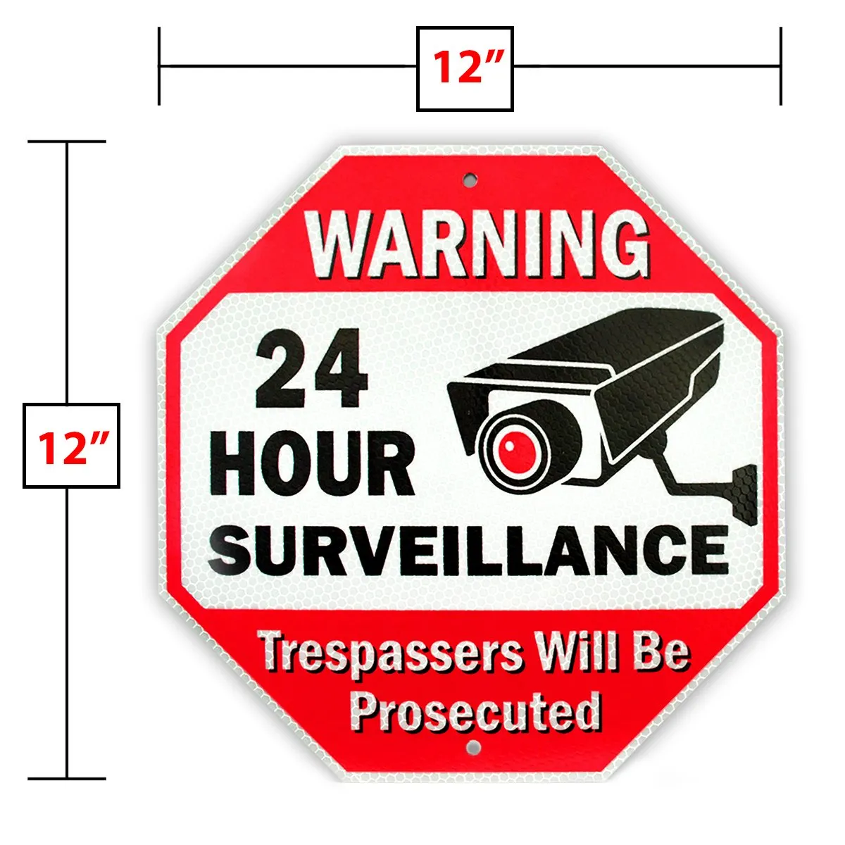 Signs Authority Reflective Warning 24 Hour Surveillance No Trespassing Metal Sign for Home