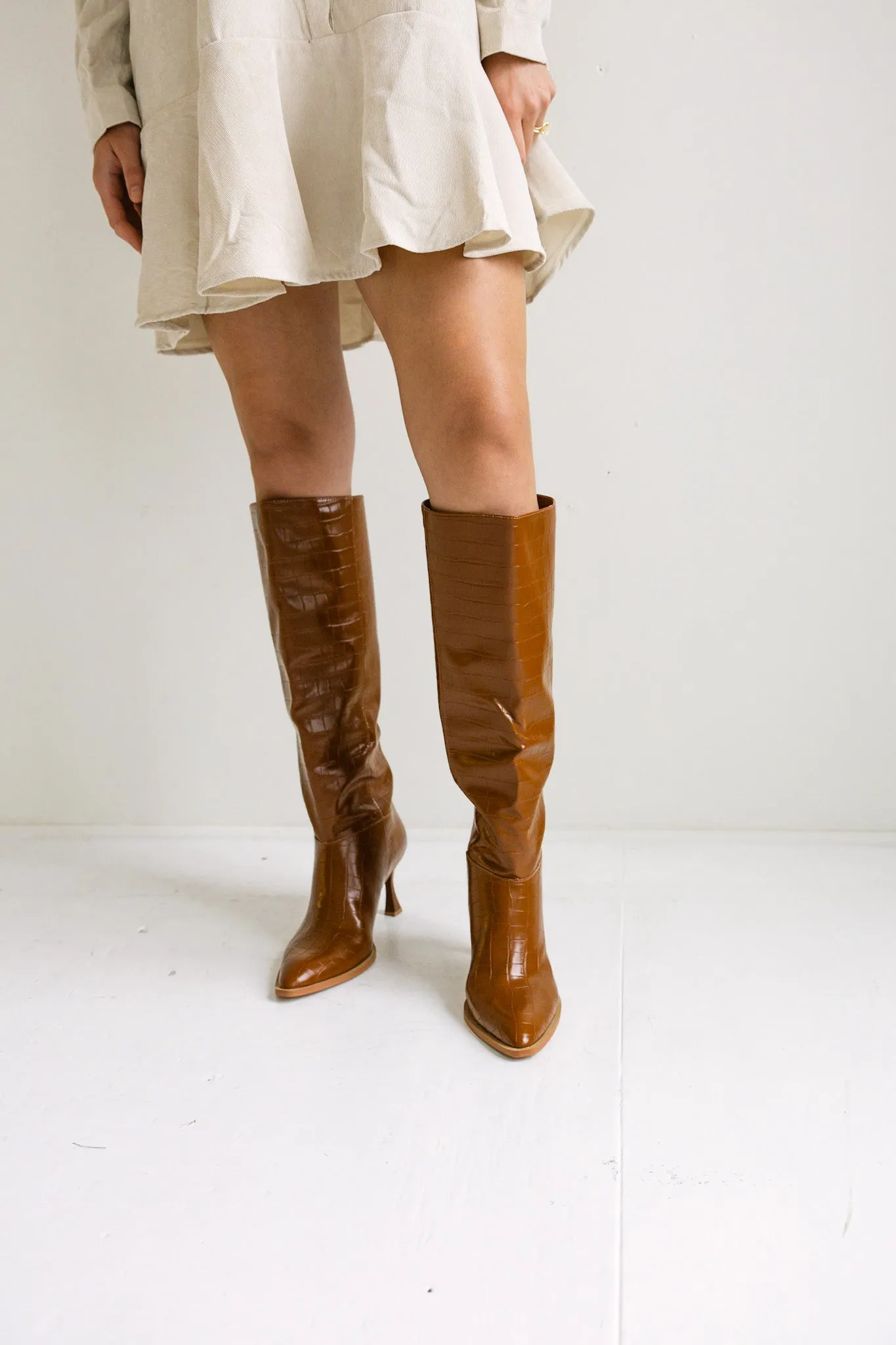 The Chelsea Croc-Embossed Knee-High Boots