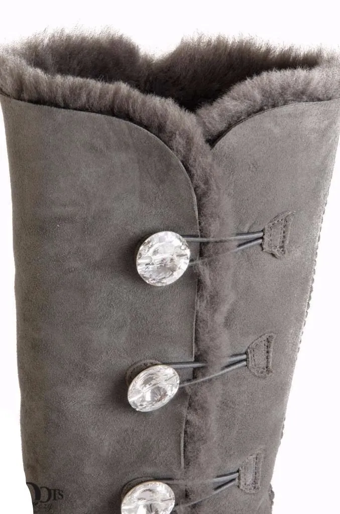 UGG Bailey Button Bling Triplet Charcoal Boots