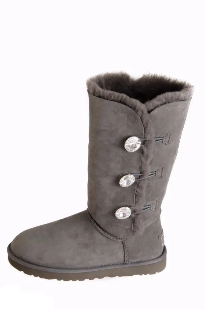 UGG Bailey Button Bling Triplet Charcoal Boots