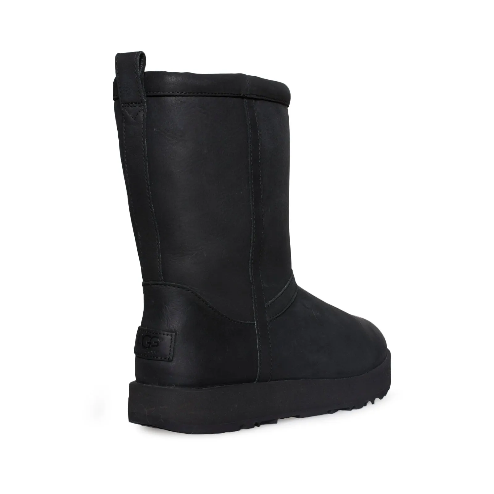 UGG Classic Short Leather Waterproof Black Boots - Women's