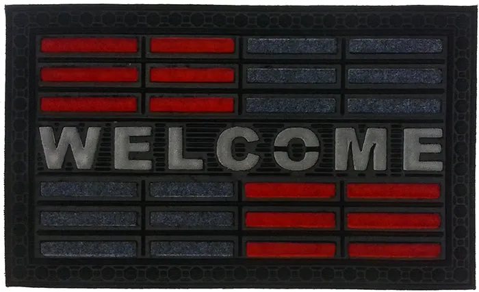 Welcome Red Synthetic Doormat