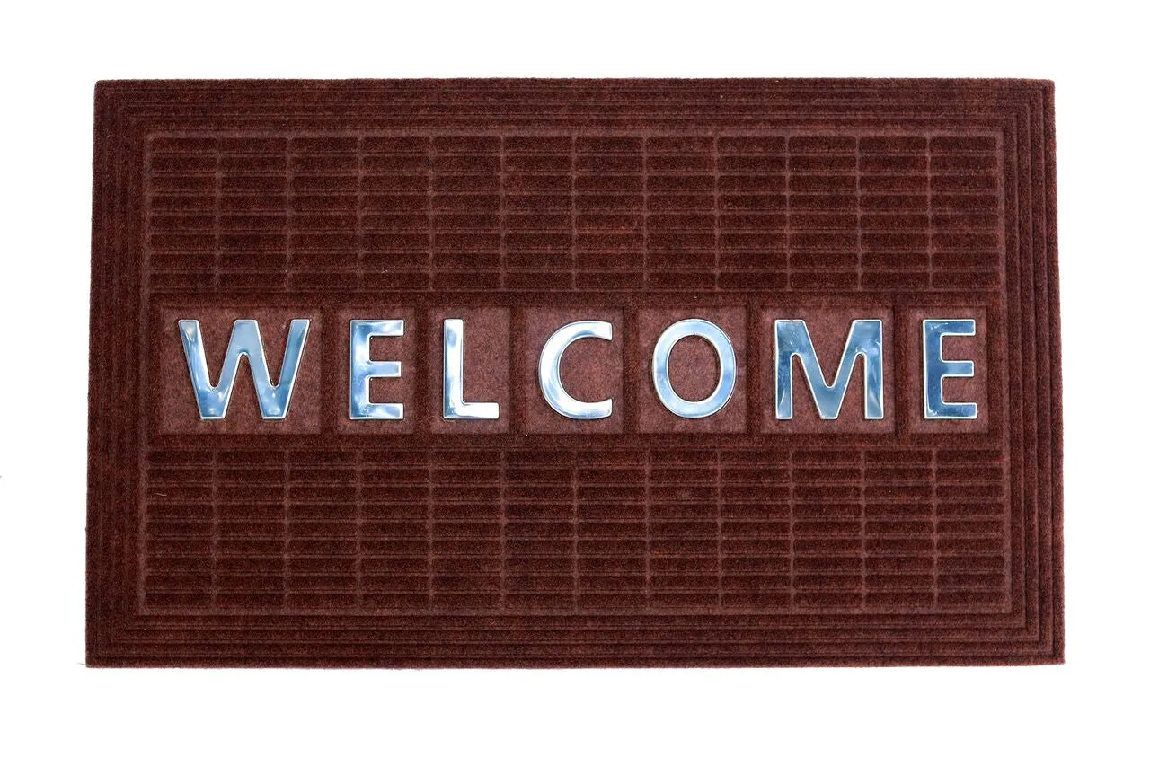 Welcome Steel Insert Synthetic Doormat - Dark Brown