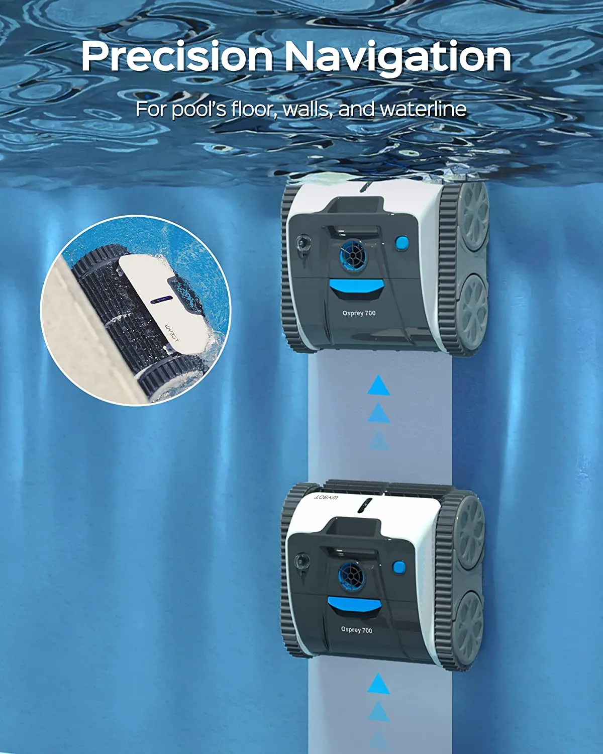 WYBOT Osprey 700 Cordless Robotic Pool Cleaner with Quick Charger