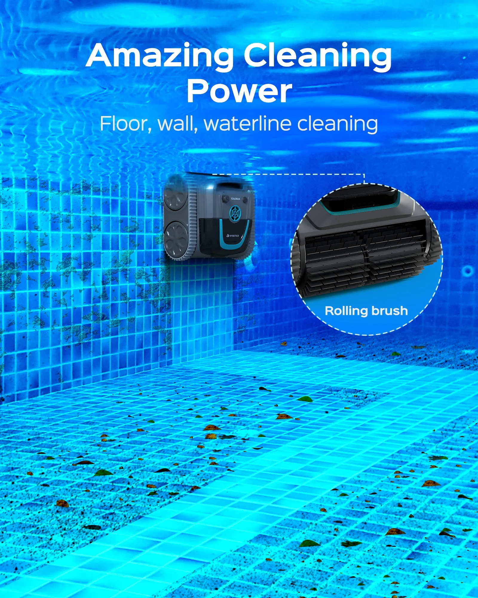 WYBOT S1 High-end Cordless Robotic Pool Cleaner with APP Mode, Wall-climbing